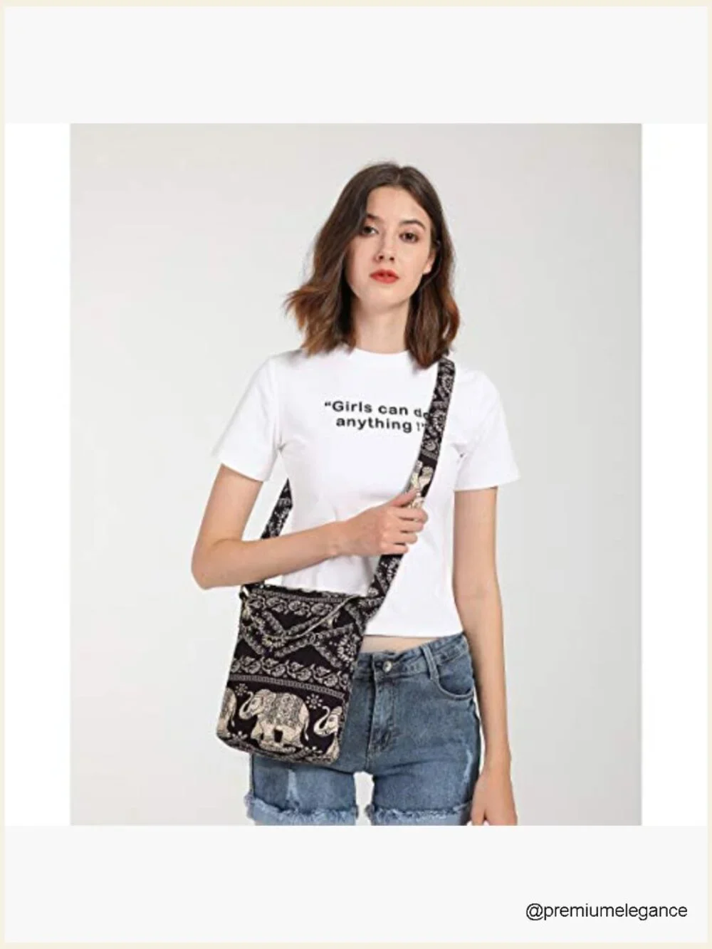 Hobo Shoulder Bag Crossbody Handbag Canvas Floral Print Boho Hippie Retro Purse
